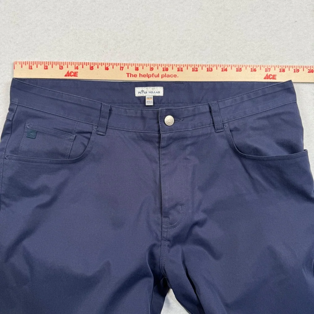 Peter Millar Performance Pants Mens 36/30 Navy Blue 5-Pocket Straight MF20EB80